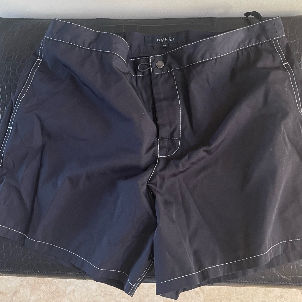 Gucci Women’s Black Swim Shorts With White Contrast Stitching